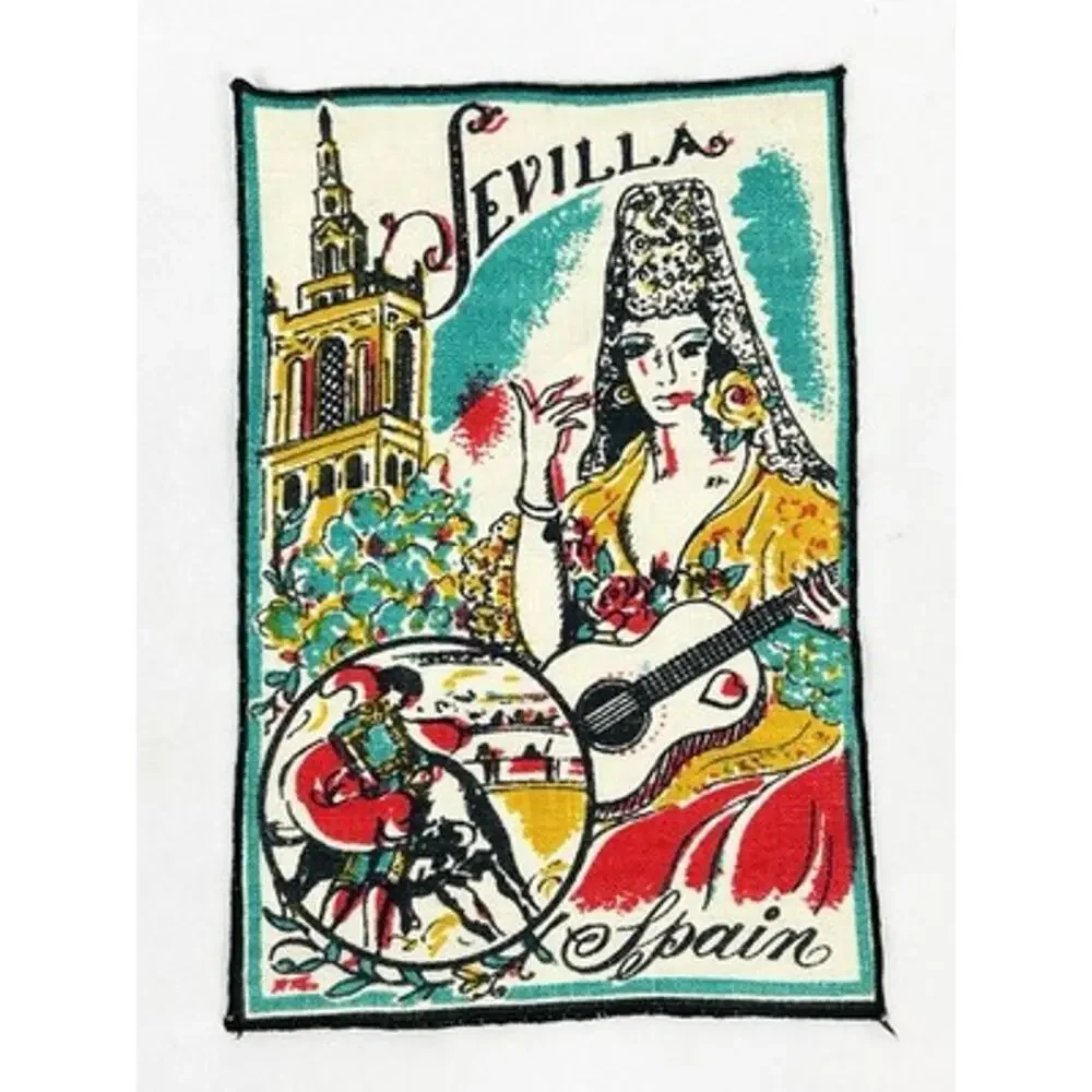 Vtg Styled by Dewan Linen Cocktail Napkins Set of 4 Spain Bullfighting Matador